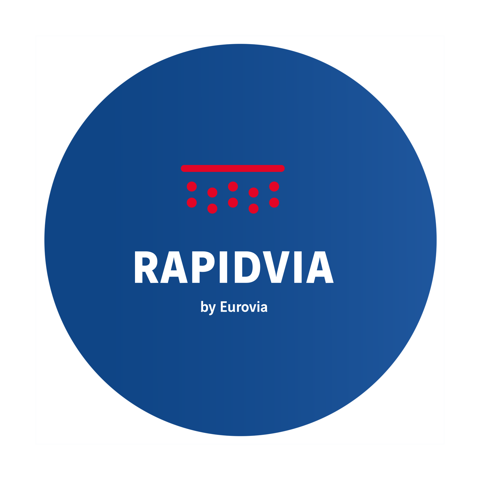 Blaues Kreislogo mit der Aufschrift Rapidvia von EUROVIA