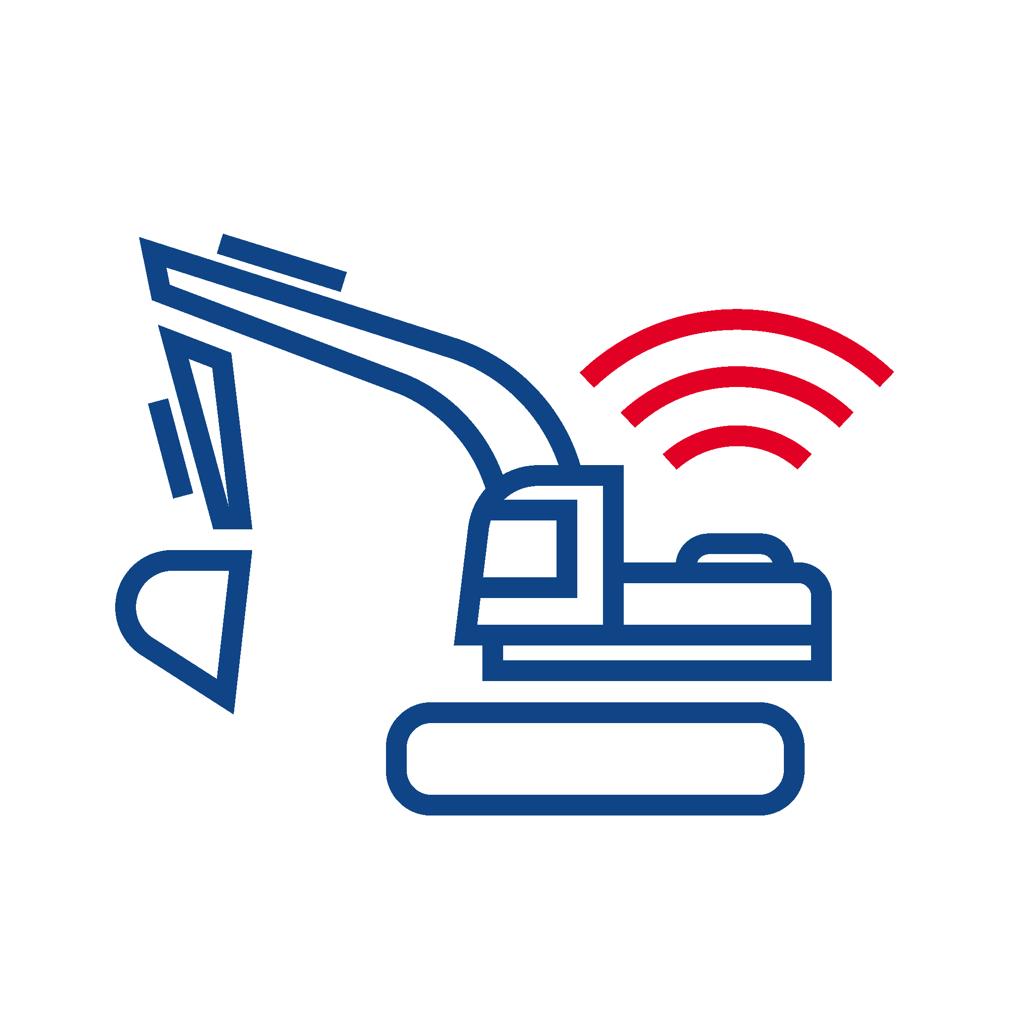 Icon eines Baggers mit einem WLAN-Symbol darüber.